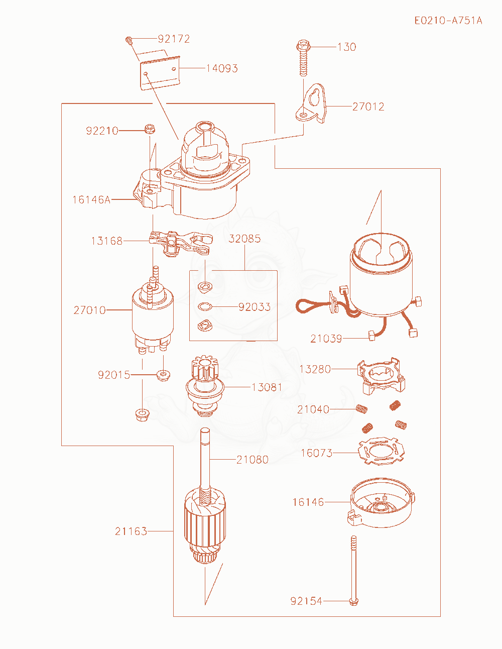 Exploded parts diagram of the Starter of a Kawasaki FX691V-AR00 engine, with numbered balloons