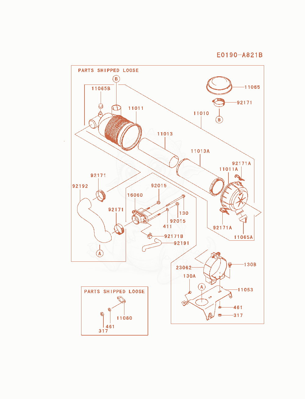 Exploded parts diagram of the Air-Filter / Muffler of a Kawasaki FH721D-CS08 engine, with numbered balloons