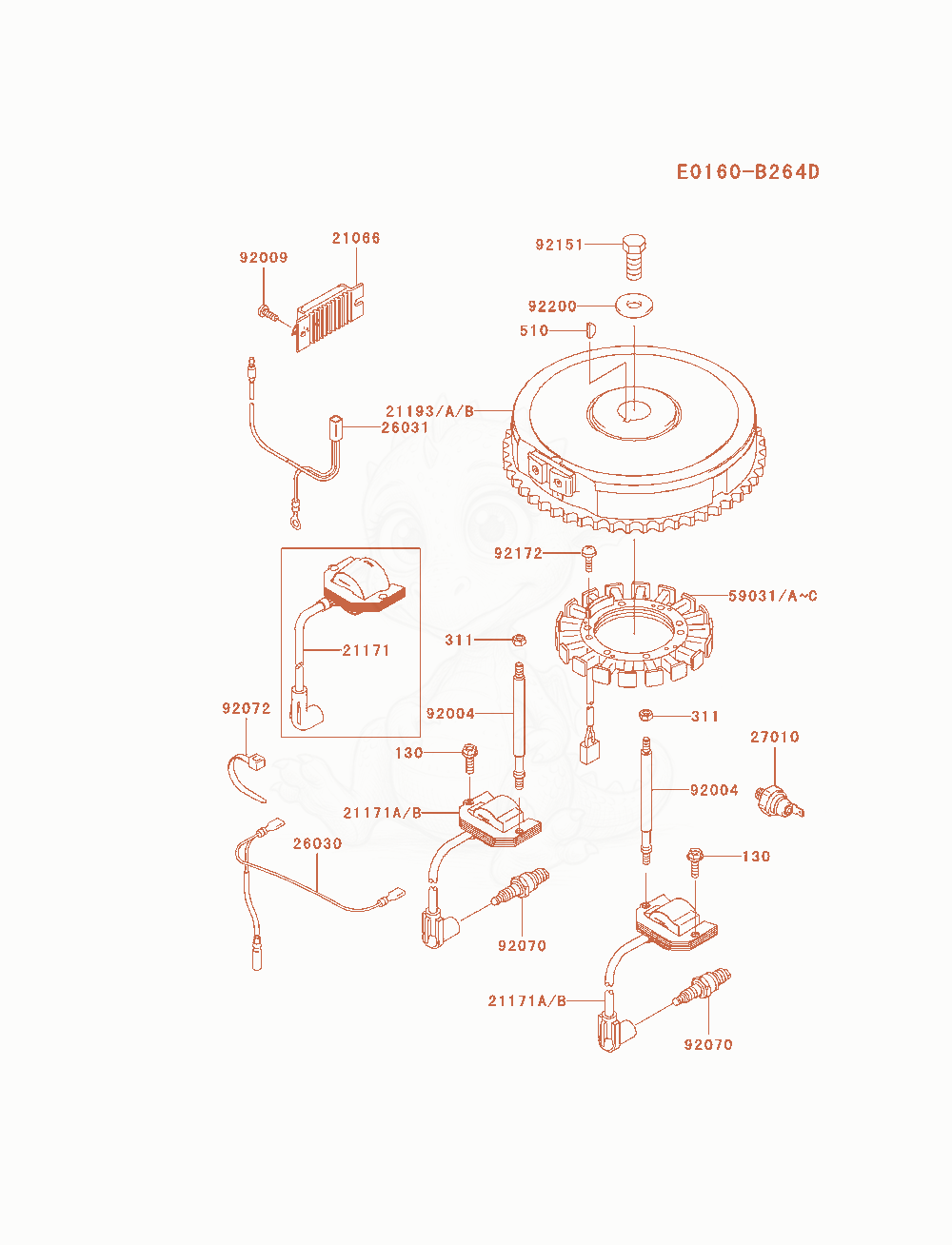 Exploded parts diagram of the Electric-Equipment of a Kawasaki FH580V-AS40 engine, with numbered balloons