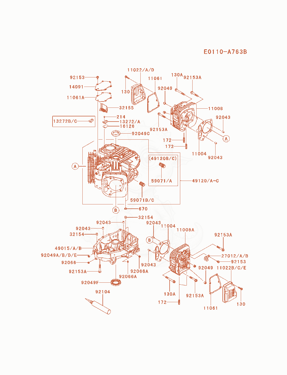 Exploded parts diagram of the Cylinder / Crankcase of a Kawasaki FX541V-BS06 engine, with numbered balloons