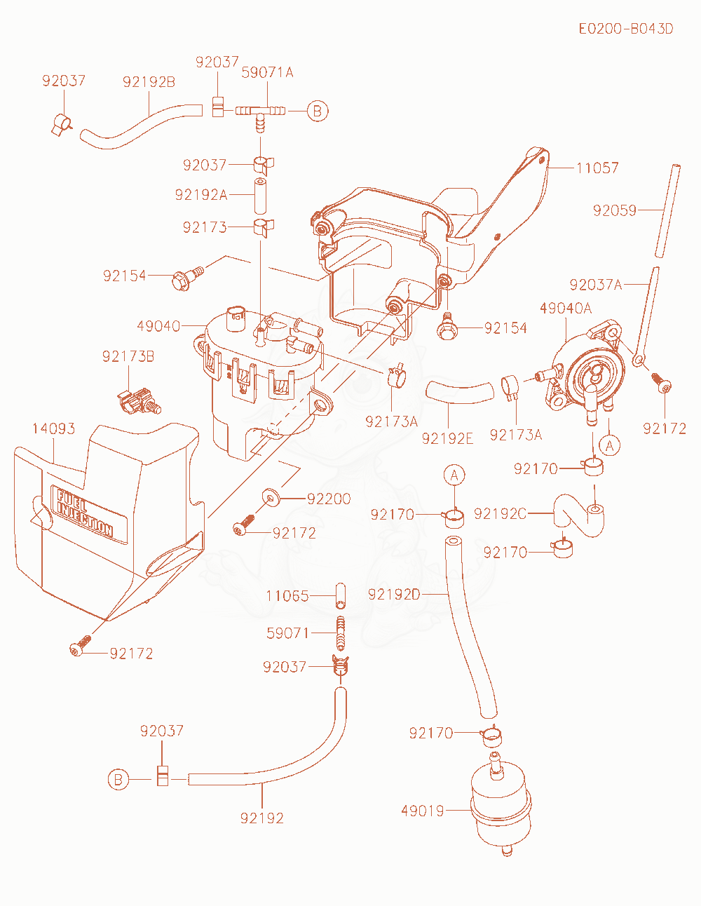 Exploded parts diagram of the Fuel-Tank / Fuel-Valve of a Kawasaki FT730V-AS46 engine, with numbered balloons