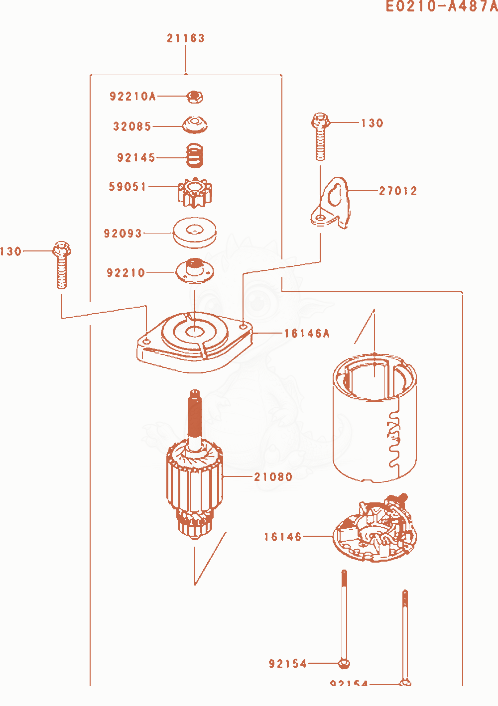 Exploded parts diagram of the Starter of a Kawasaki FR651V-AS07 engine, with numbered balloons