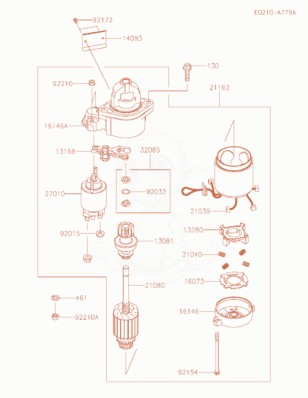 Exploded parts diagram of the Starter of a Kawasaki FXT00V-AR31 engine, with numbered balloons