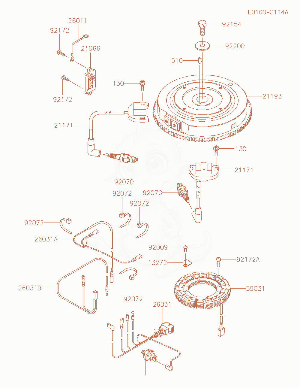 Exploded parts diagram of the Electric-Equipment of a Kawasaki FX730V-AR11 engine, with numbered balloons