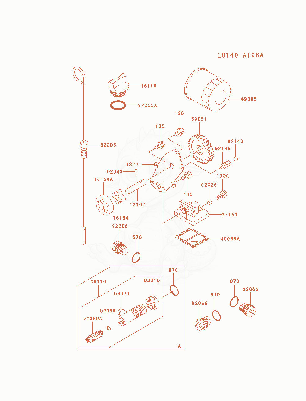 Despiece del Lubrication-Equipment de un motor Kawasaki FH680D-AS05, con globos numerados