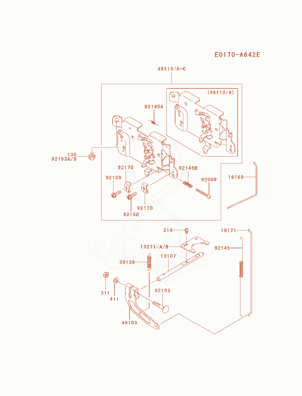 Despiece del Control-Equipment de un motor Kawasaki FH580V-AS36, con globos numerados