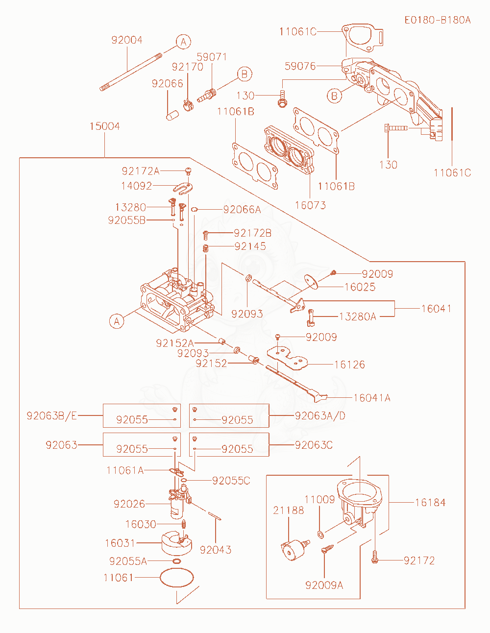 Exploded parts diagram of the Carburetor of a Kawasaki FX730V-AR09 engine, with numbered balloons