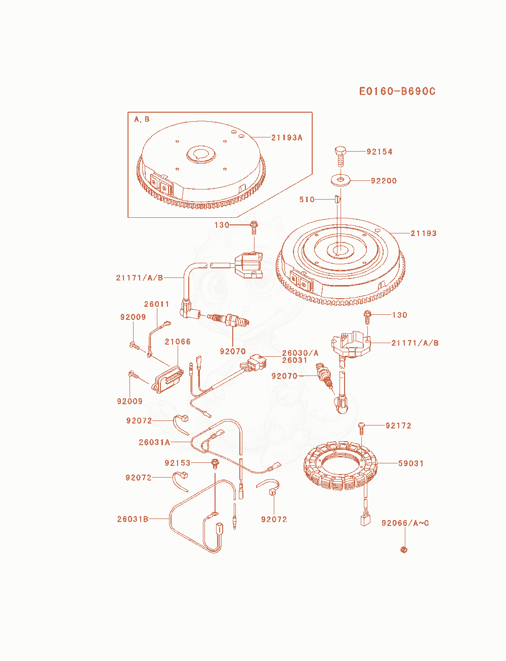Exploded parts diagram of the Electric-Equipment of a Kawasaki FR600V-AS08 engine, with numbered balloons