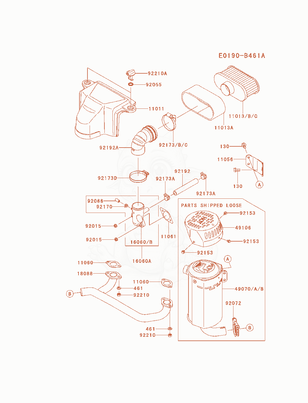 Exploded parts diagram of the Air-Filter / Muffler of a Kawasaki FS481V-AS18 engine, with numbered balloons