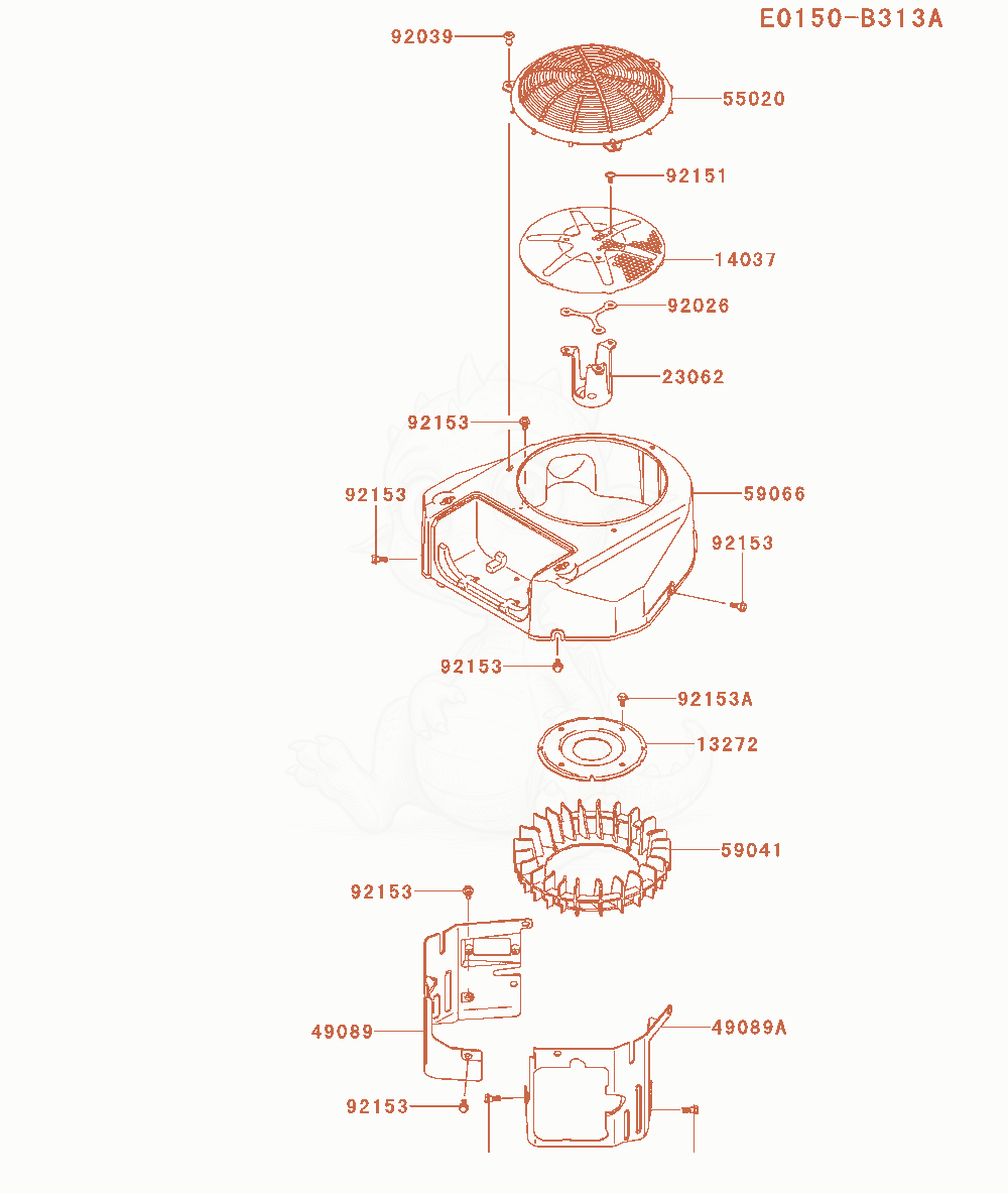 Exploded parts diagram of the Cooling-Equipment of a Kawasaki FS541V-AS02 engine, with numbered balloons