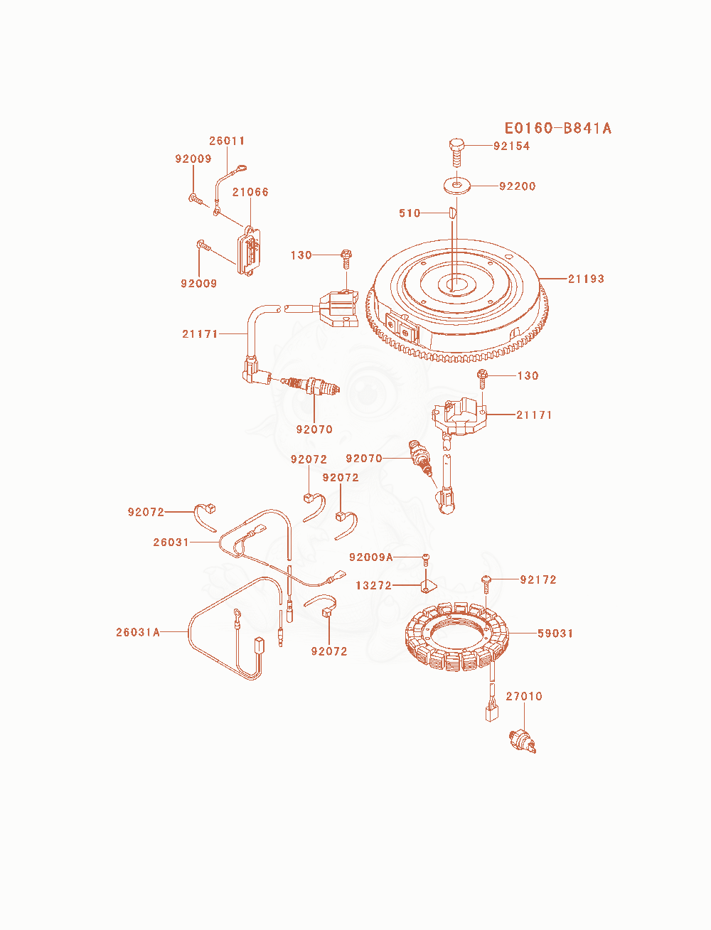 Despiece del Electric-Equipment de un motor Kawasaki FS730V-AS16, con globos numerados