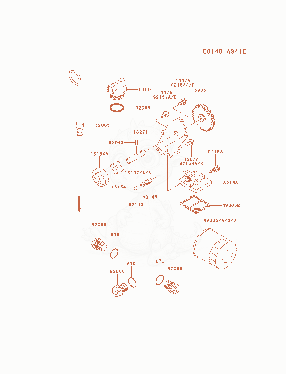 Exploded parts diagram of the Lubrication-Equipment of a Kawasaki FH680D-ES01 engine, with numbered balloons