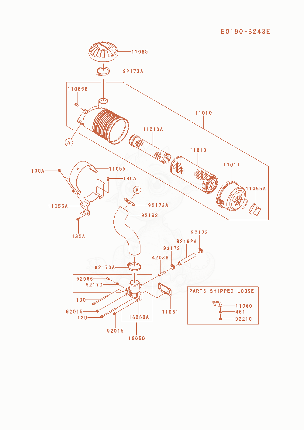Exploded parts diagram of the Air-Filter / Muffler of a Kawasaki FX691V-AS27 engine, with numbered balloons