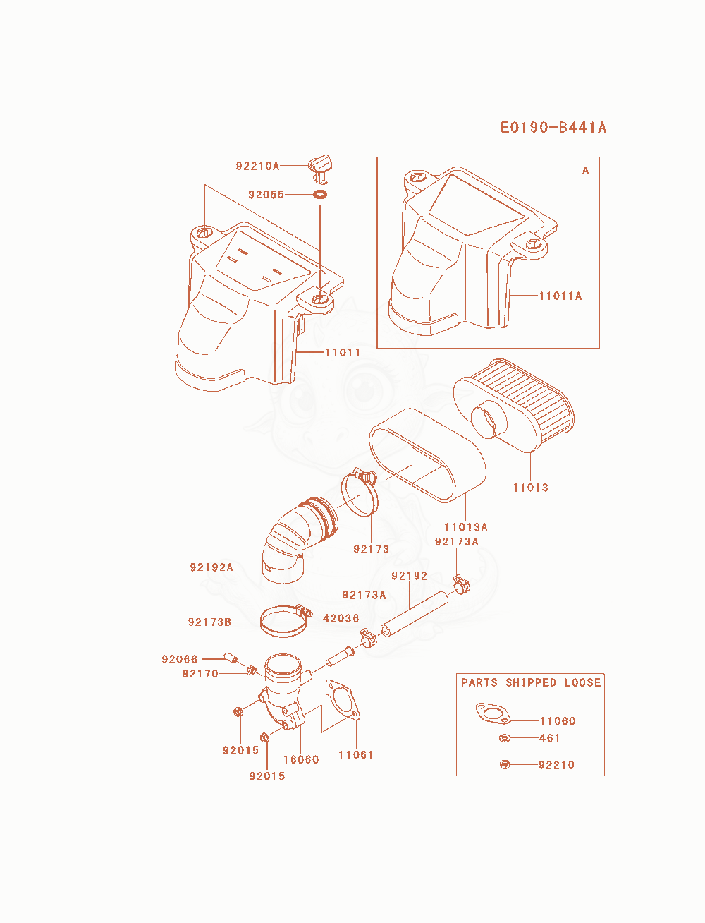Exploded parts diagram of the Air-Filter / Muffler of a Kawasaki FS730V-AS13 engine, with numbered balloons