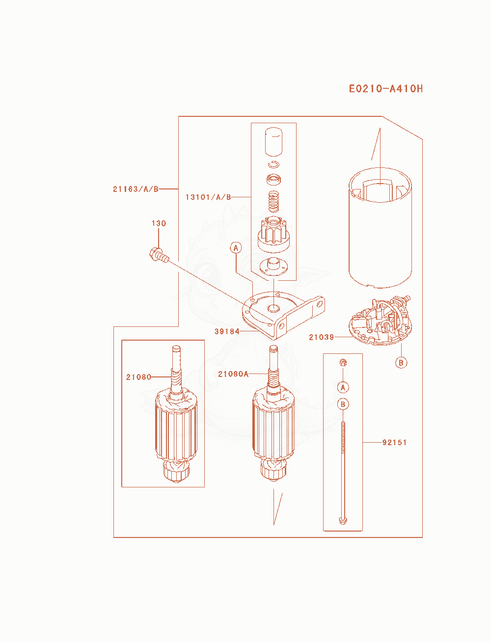 Exploded parts diagram of the Starter(-Fh721-D02132) of a Kawasaki FH721V-FS13 engine, with numbered balloons
