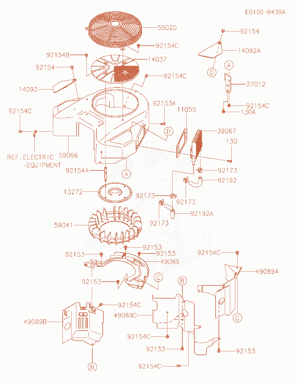 Exploded parts diagram of the Cooling-Equipment of a Kawasaki FX801V-AS10 engine, with numbered balloons