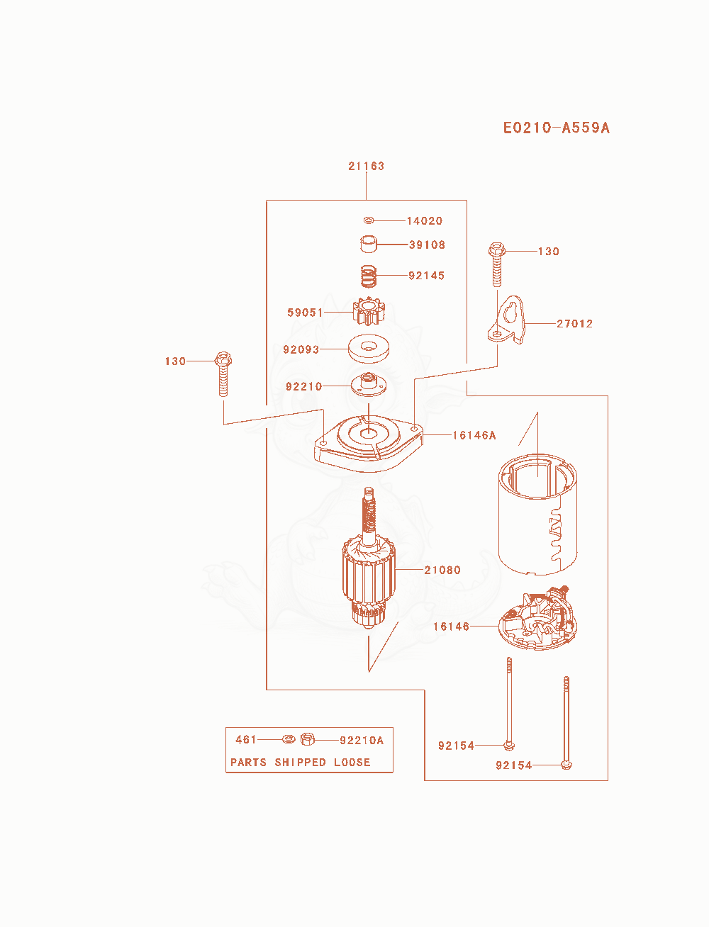 Exploded parts diagram of the Starter of a Kawasaki FS651V-AS11 engine, with numbered balloons