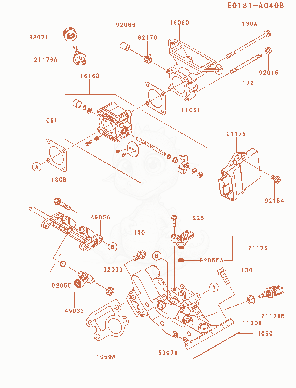 Exploded parts diagram of the Throttle - Equipment of a Kawasaki FD851D-MS04 engine, with numbered balloons