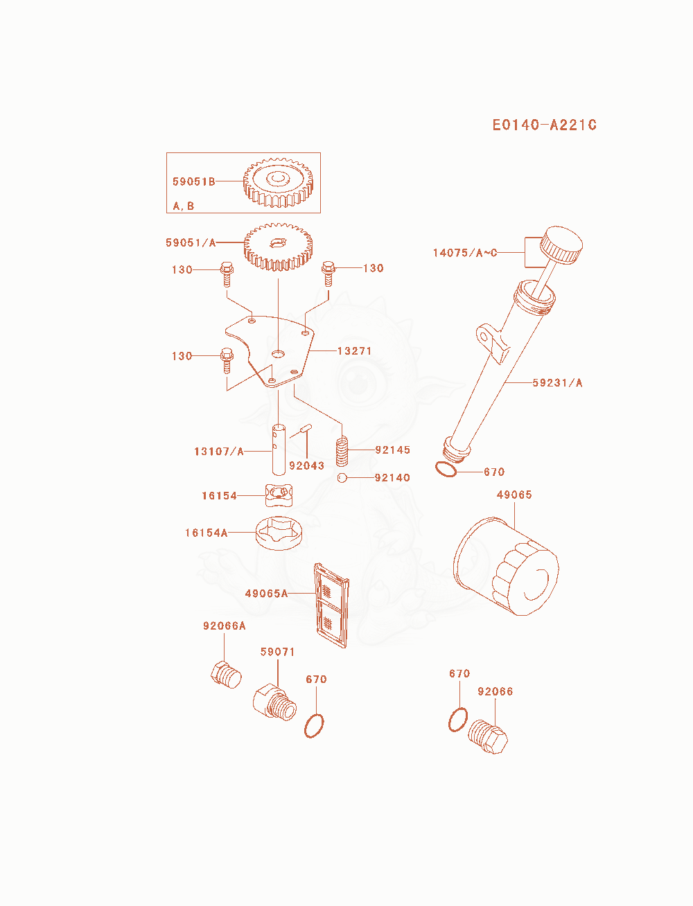 Despiece del Lubrication-Equipment de un motor Kawasaki FH680V-AS07, con globos numerados