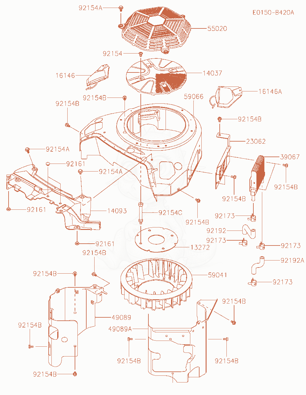 Exploded parts diagram of the Cooling-Equipment of a Kawasaki FXT00V-AR32 engine, with numbered balloons
