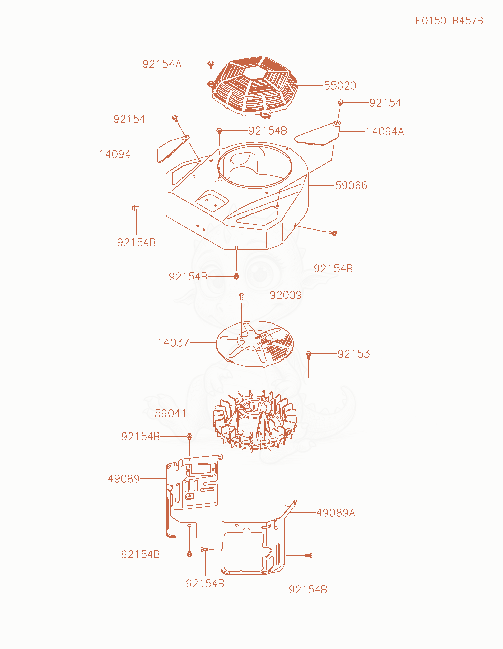 Exploded parts diagram of the Cooling-Equipment of a Kawasaki FX600V-HS00 engine, with numbered balloons