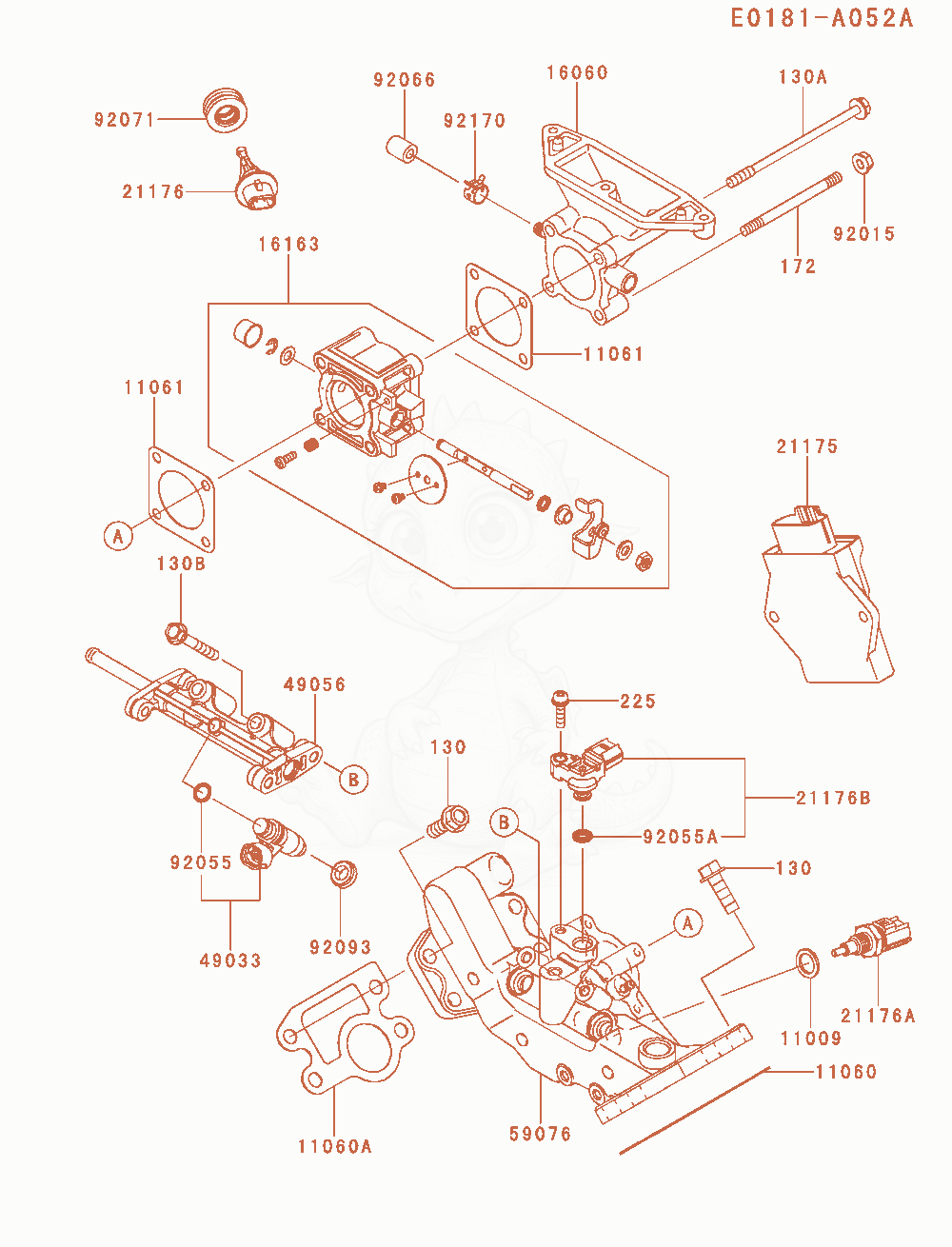 Exploded parts diagram of the Carburetor of a Kawasaki FD851D-PS01 engine, with numbered balloons