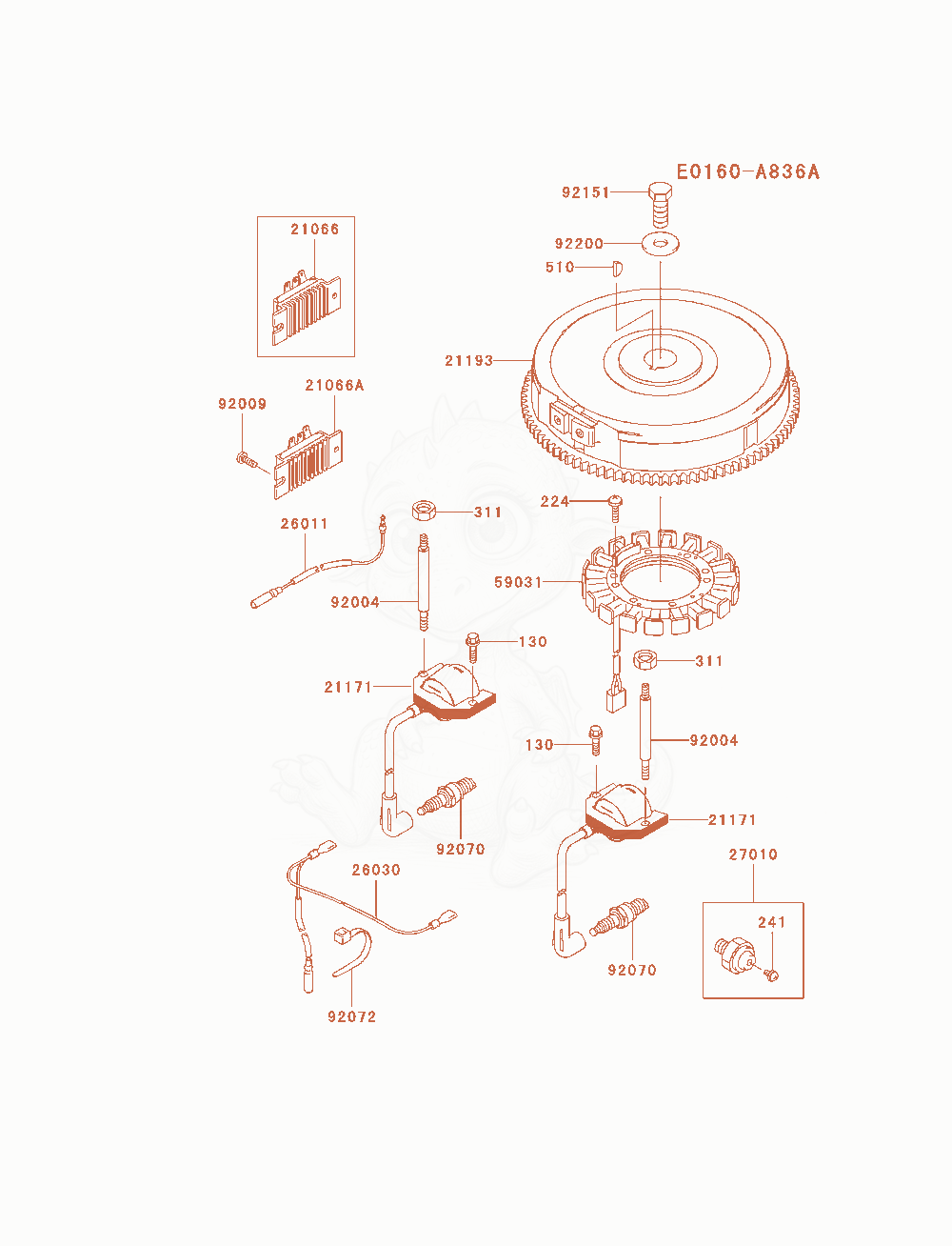 Exploded parts diagram of the Electric-Equipment of a Kawasaki FH680V-AS20 engine, with numbered balloons