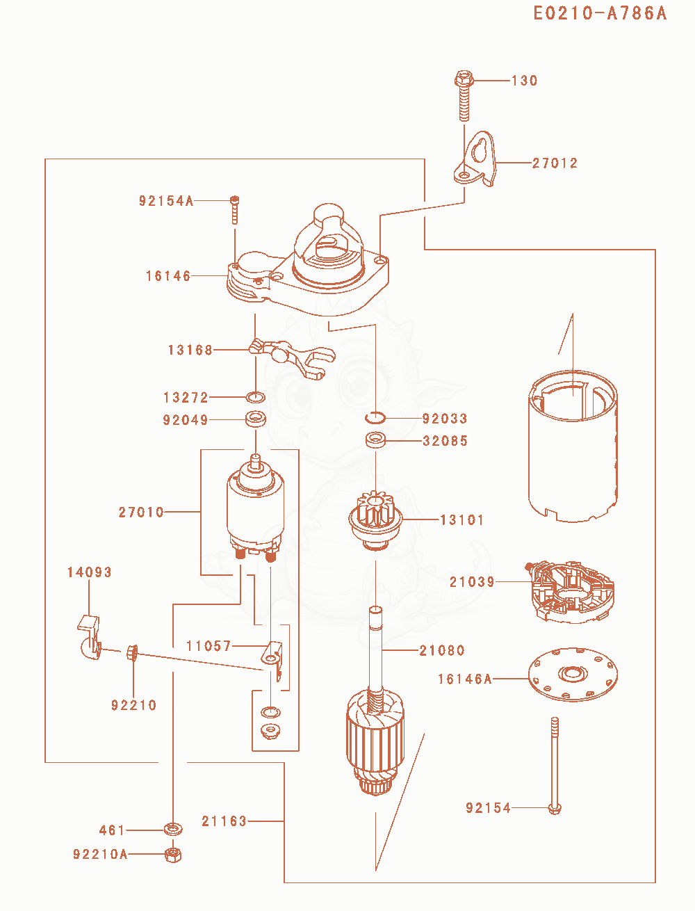 Exploded parts diagram of the Starter of a Kawasaki FX651V-AS15 engine, with numbered balloons
