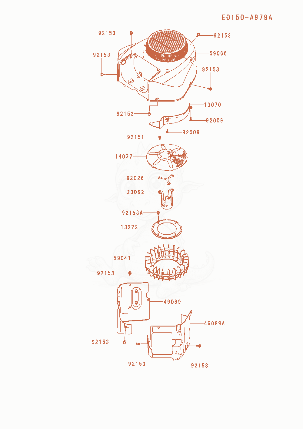 Exploded parts diagram of the Cooling-Equipment of a Kawasaki FR651V-AS13 engine, with numbered balloons