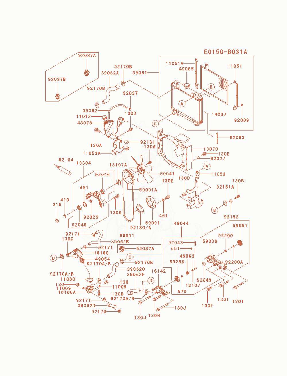 Exploded parts diagram of the Cooling-Equipment of a Kawasaki FD750D-CS02 engine, with numbered balloons