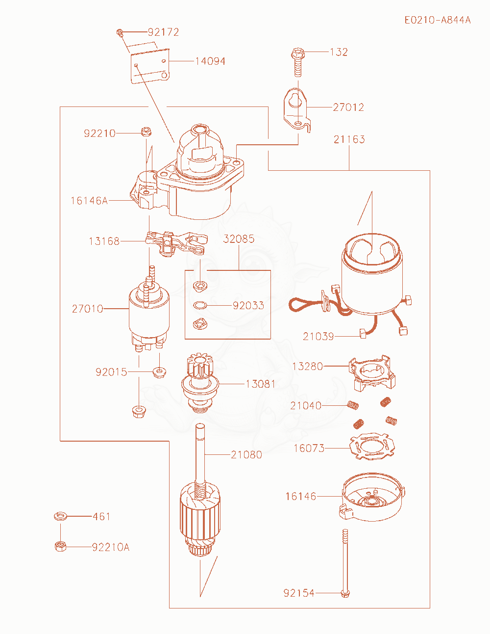 Exploded parts diagram of the Starter of a Kawasaki FX850V-AR11 engine, with numbered balloons