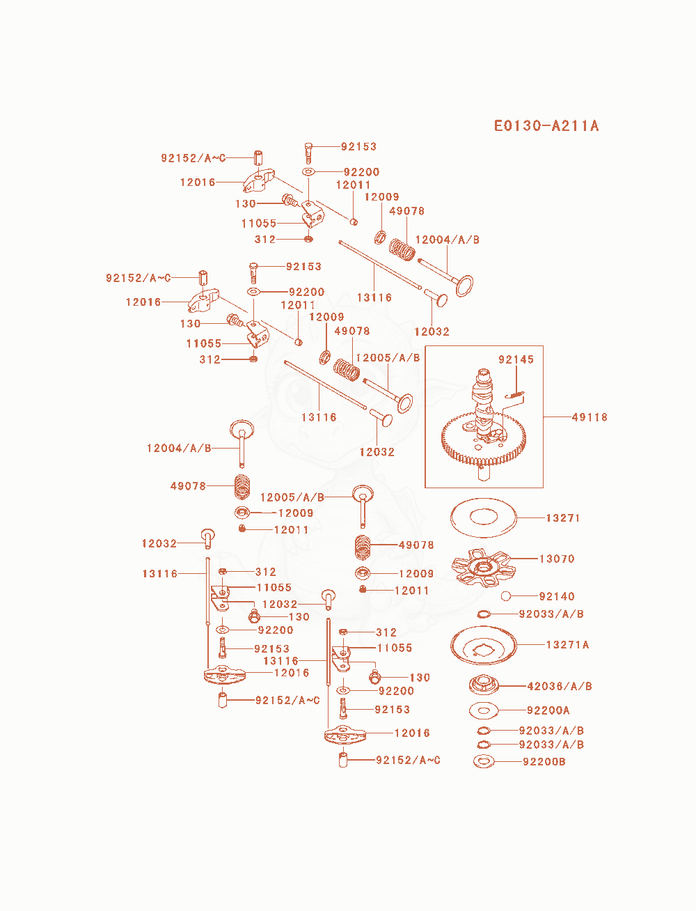 Exploded parts diagram of the Valve / Camshaft of a Kawasaki FX691V-AS14 engine, with numbered balloons