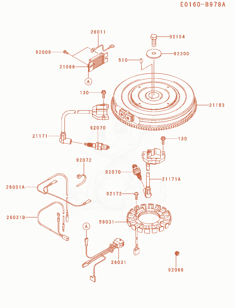 Exploded parts diagram of the Electric-Equipment of a Kawasaki FX921V-AS13 engine, with numbered balloons