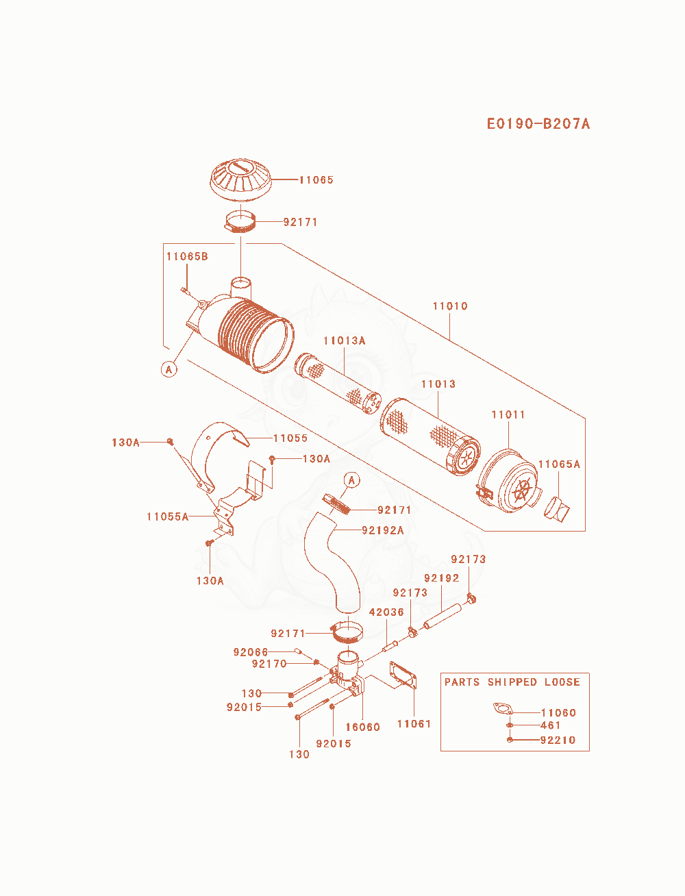 Exploded parts diagram of the Air-Filter / Muffler of a Kawasaki FX691V-AS07 engine, with numbered balloons