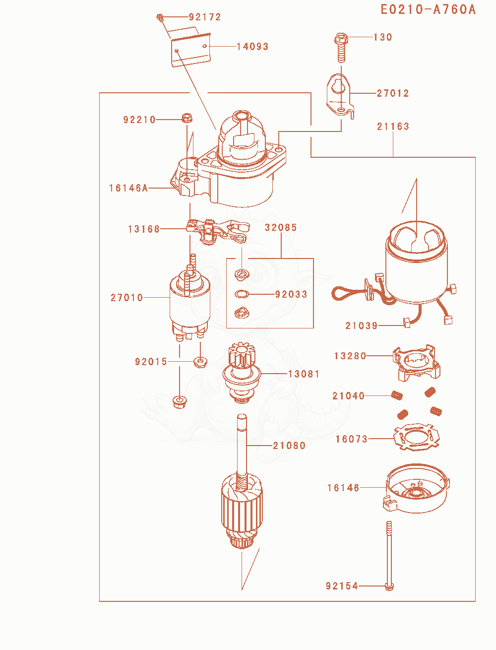 Exploded parts diagram of the Starter of a Kawasaki FX751V-HS00 engine, with numbered balloons