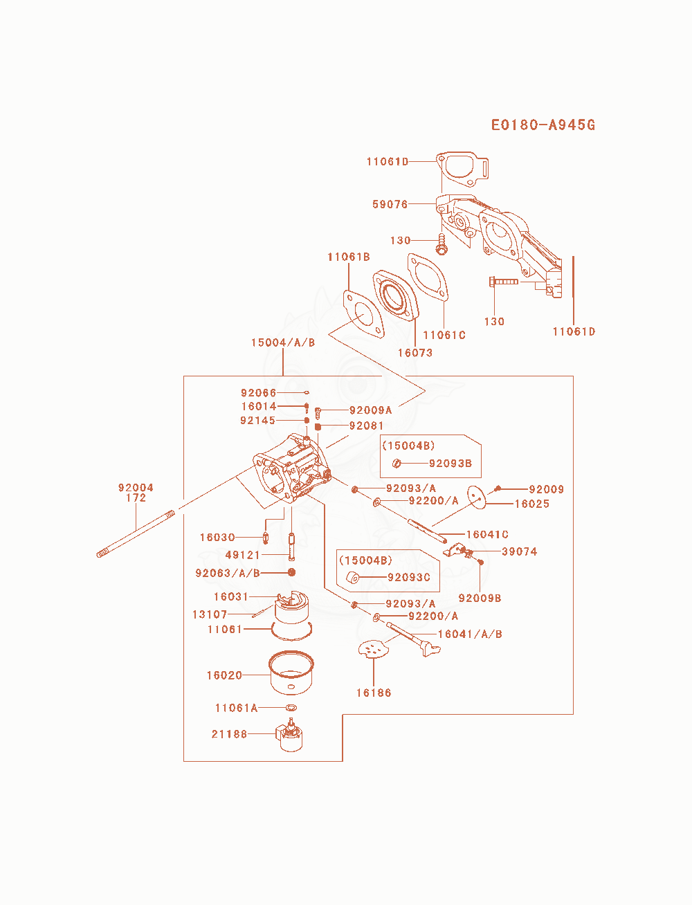 Exploded parts diagram of the Carburetor of a Kawasaki FR691V-AS17 engine, with numbered balloons