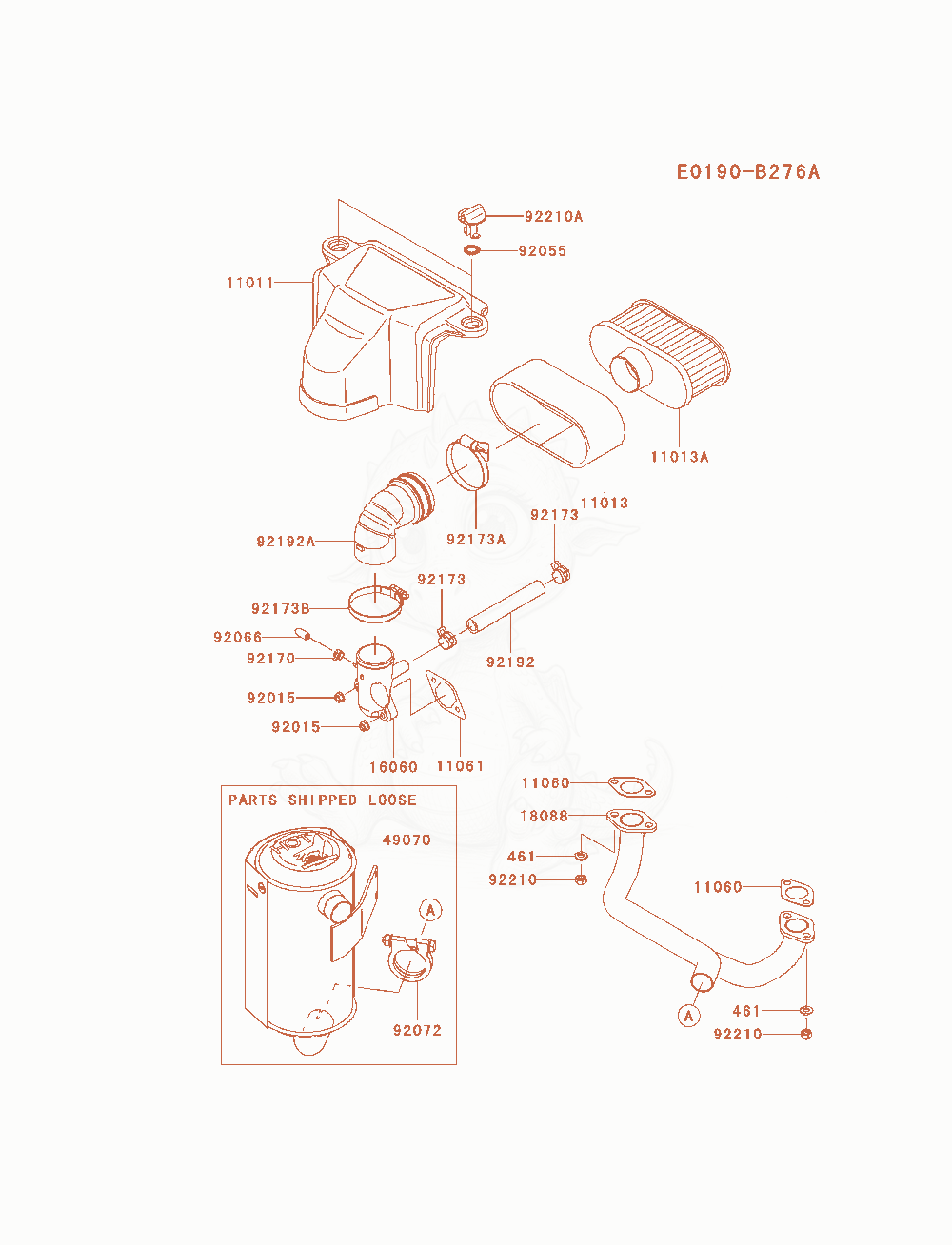 Exploded parts diagram of the Air-Filter / Muffler of a Kawasaki FS481V-AS17 engine, with numbered balloons