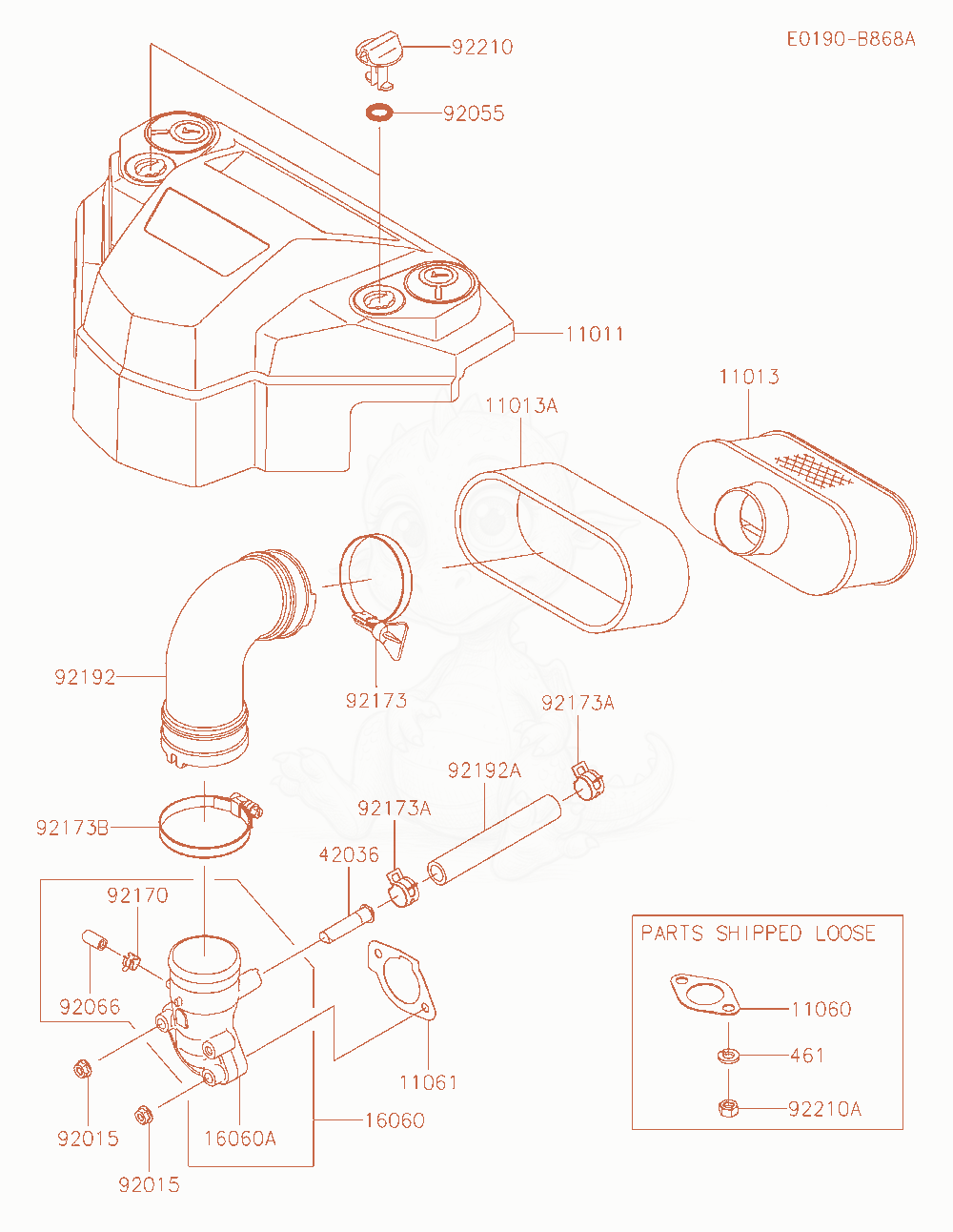 Exploded parts diagram of the Air-Filter / Muffler of a Kawasaki FS730V-LS00 engine, with numbered balloons