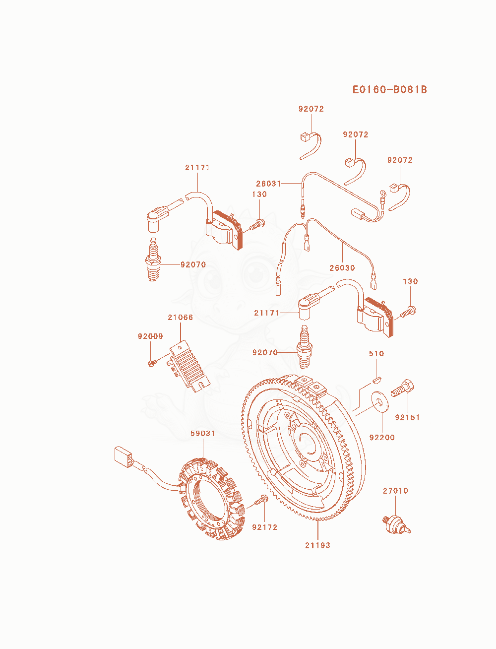 Exploded parts diagram of the Electric-Equipment of a Kawasaki FH770D-CS04 engine, with numbered balloons