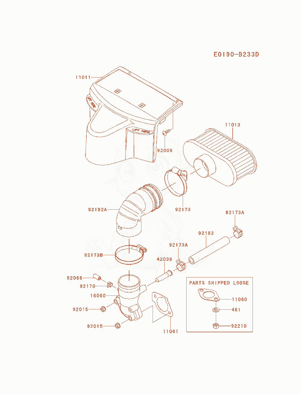 Exploded parts diagram of the Air-Filter / Muffler of a Kawasaki FR691V-AS25 engine, with numbered balloons
