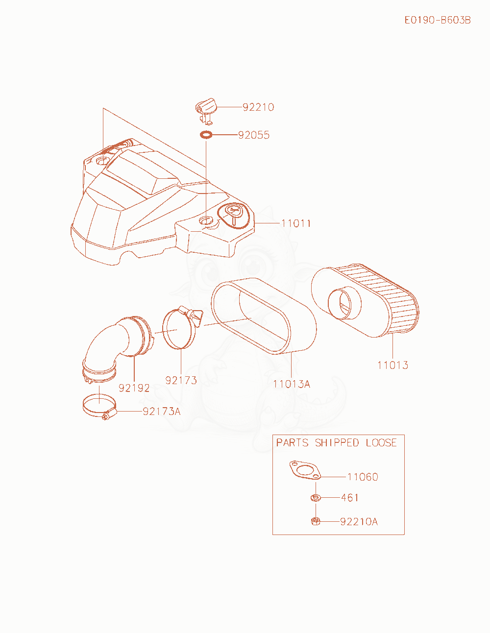 Exploded parts diagram of the Air-Filter / Muffler of a Kawasaki FS730V-AS70 engine, with numbered balloons