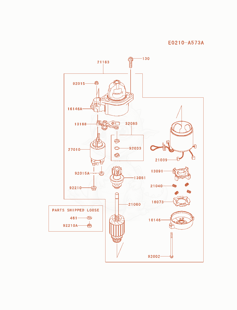 Exploded parts diagram of the Starter of a Kawasaki FXT00V-AS16 engine, with numbered balloons