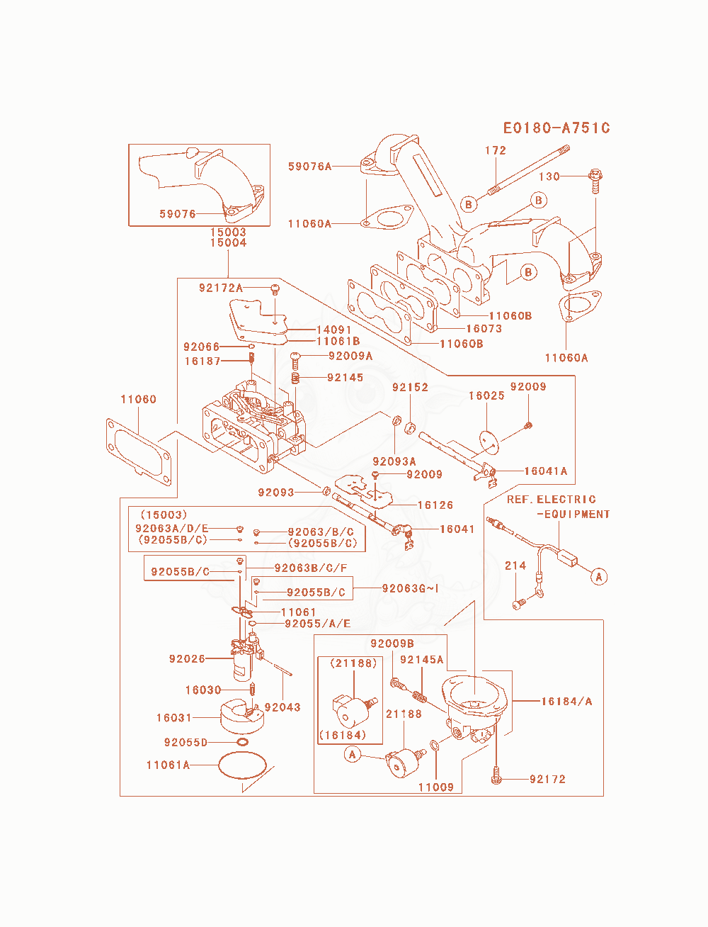 Exploded parts diagram of the Carburetor of a Kawasaki FH721V-FS13 engine, with numbered balloons