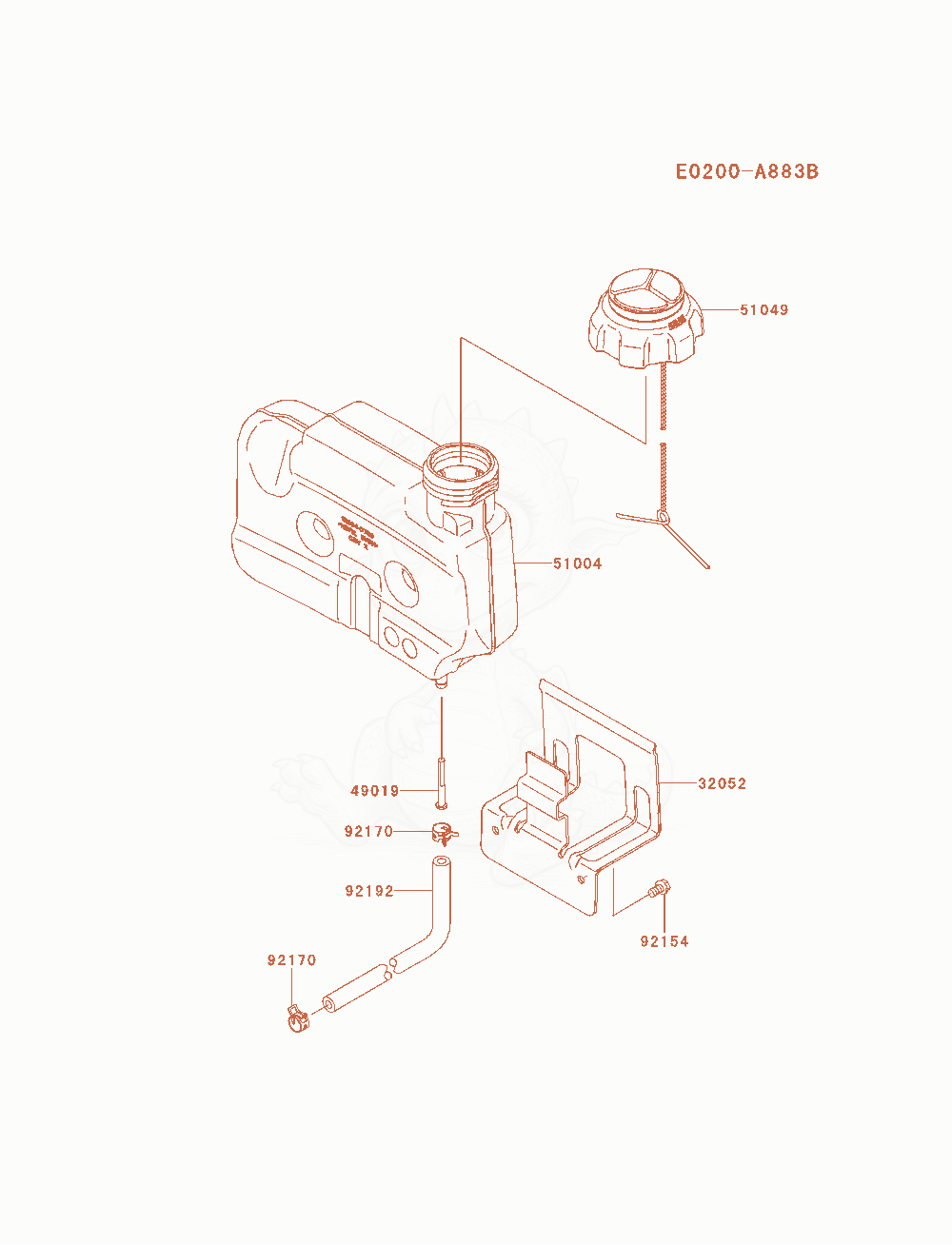 Exploded parts diagram of the Fuel-Tank / Fuel-Valve of a Kawasaki FJ180V-AM26 engine, with numbered balloons
