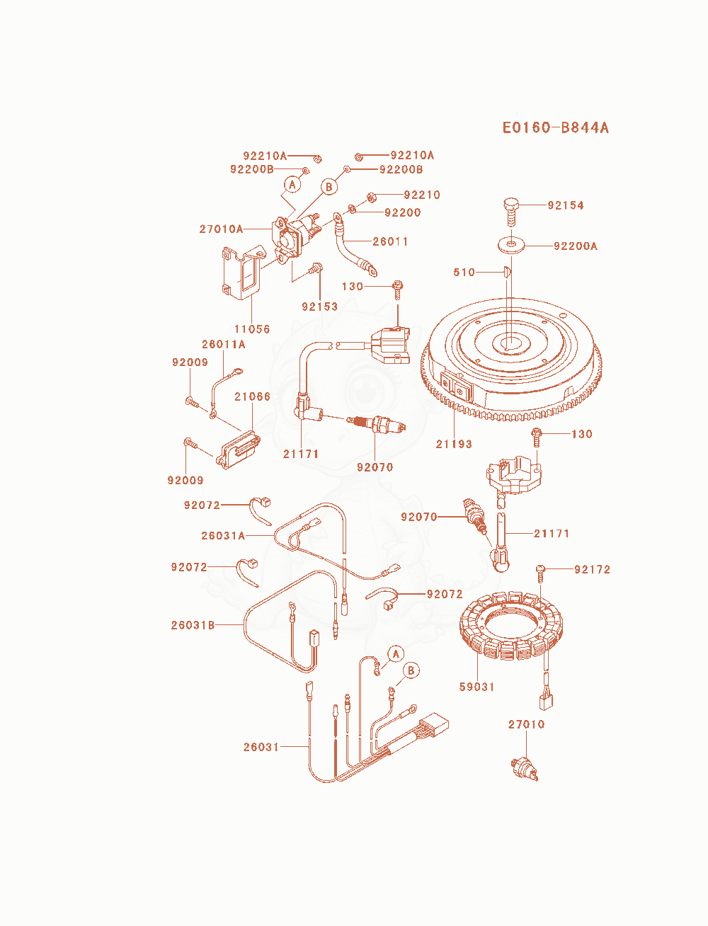 Exploded parts diagram of the Electric-Equipment of a Kawasaki FS600V-AS27 engine, with numbered balloons