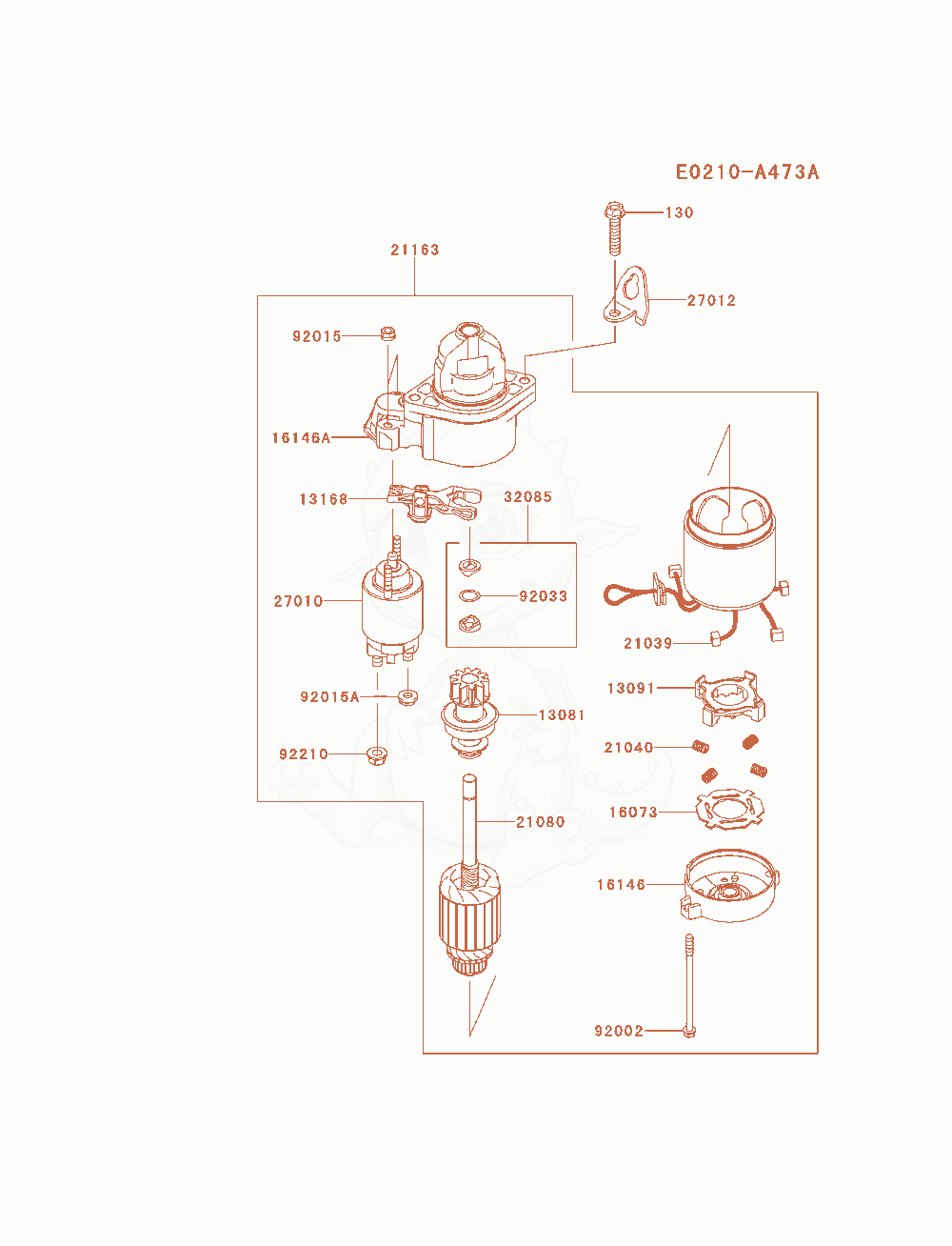 Exploded parts diagram of the Starter of a Kawasaki FX730V-AS10 engine, with numbered balloons