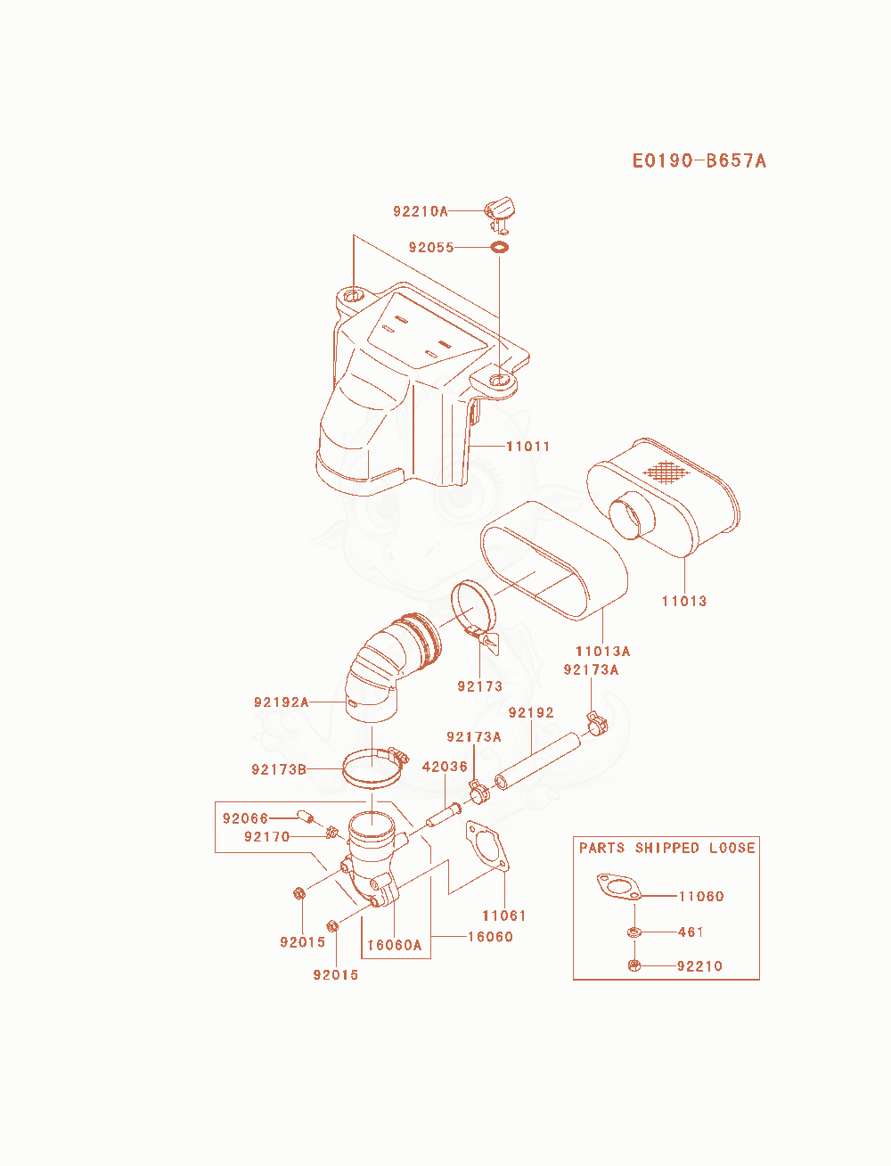 Exploded parts diagram of the Air-Filter / Muffler of a Kawasaki FS691V-AS02 engine, with numbered balloons