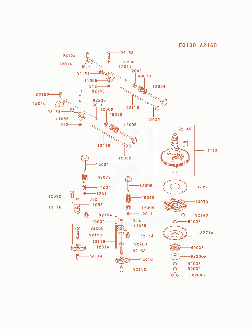 Exploded parts diagram of the Valve / Camshaft of a Kawasaki FX600V-AS16 engine, with numbered balloons