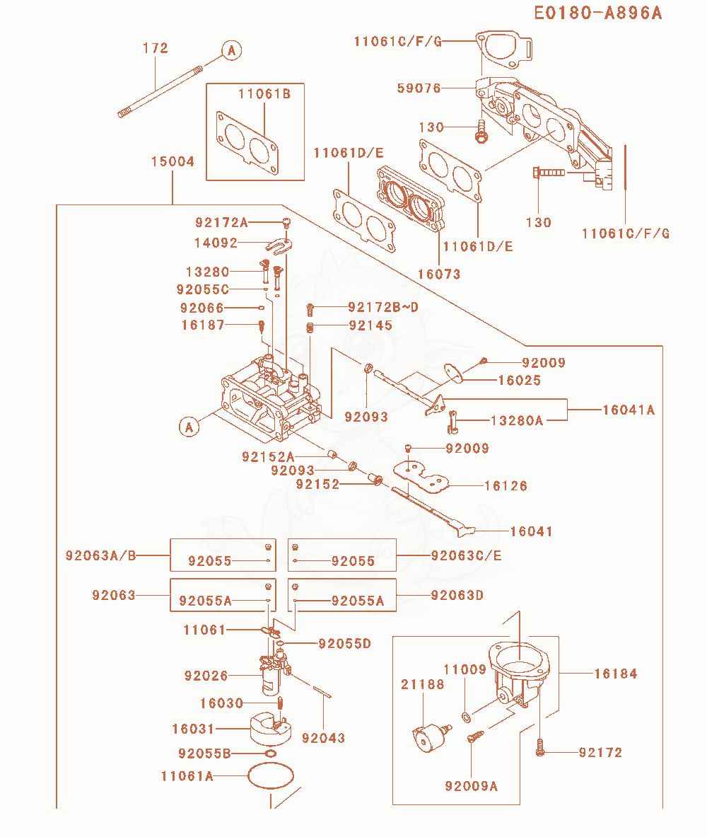 Exploded parts diagram of the Carburetor of a Kawasaki FX651V-BS00 engine, with numbered balloons