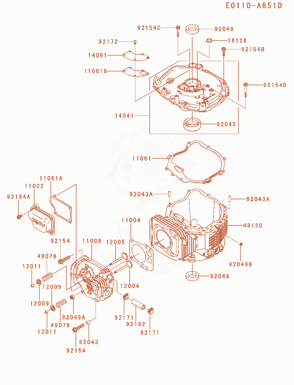Exploded parts diagram of the Cylinder / Crankcase of a Kawasaki FJ180V-AM29 engine, with numbered balloons